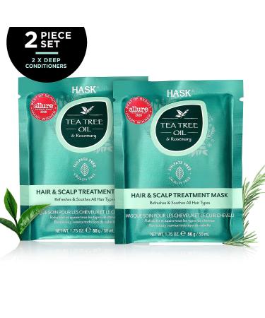 HASK Tea Tree Revitalizing Deep Conditioner - Color Safe, Gluten-Free, Sulfate-Free, Paraben-Free - 2 Pack, 1.75 oz Each - Buy Online on GoSupps.com