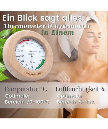 Premium Birch Sauna Thermometer & Hygrometer - 2-in-1 Temperature & Humidity Meter | Essential Sauna Accessories for Optimal Wellness - Buy Online on GoSupps.com