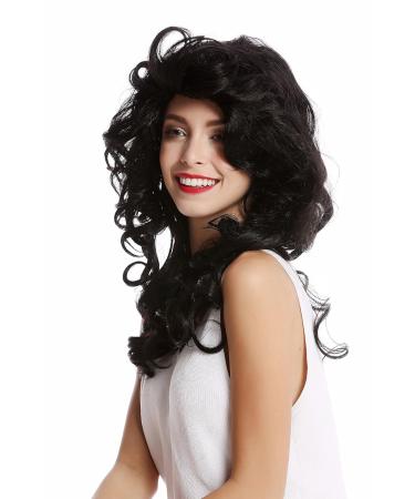 WIG ME UP WL-3010-1B Ladies Wig - Black Long Wavy Voluminous Backcombed 80s Style 55cm | International Shipping - Buy Online on GoSupps.com