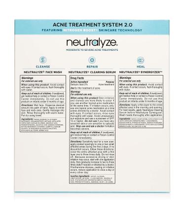 Neutralyze Moderate to Severe Acne Treatment Kit 2.0 - 2% Salicylic Acid & Mandelic Acid Maximum Strength Acne Kit - Skincare Technology for Teens & Adults - 90+ Day Supply - Buy Online on GoSupps.com
