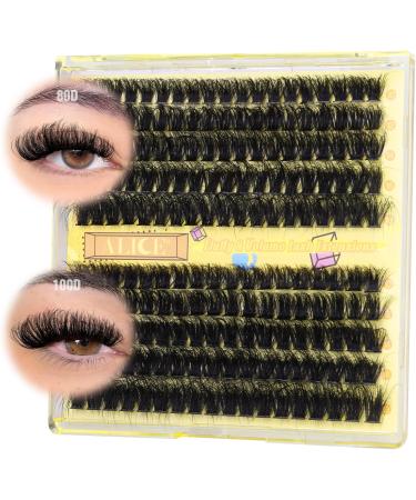 ALICE Fluffy Eyelash Extensions 3D Volume Lash Clusters Dramatic Thick Individual Lashes DIY Eyelash Extensions(10-18mm 80D+100D 0.05D D Curl) B - Fluffy 80D+100D - Buy Online on GoSupps.com