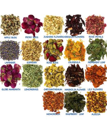 16 Bags Grade A Dried Flowers for Soap, Candle Making & Bath Bombs - Essential Fragrant Herbs & Flowers for DIY Crafts - Buy Online on GoSupps.com