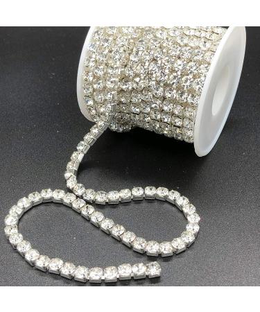 5mm SS24 Crystal Rhinestone Chain Trim - 5 Yards - Sew on Crystal Claw Cup Chain Roll - Silver Base + Crystal Clear - Towenm - Buy Online on GoSupps.com