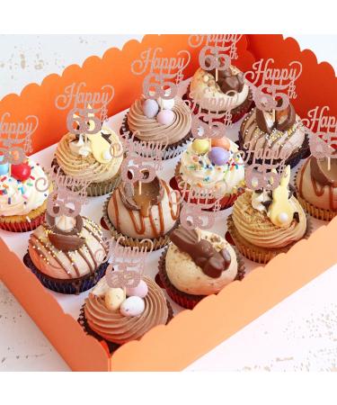 Pack of 24 65 Cupcake Toppers Glitter "Happy 65th Birthday" Cake Toppers Number 65 Eightteen Sweet 65 Birthday Wedding Anniversary Party Cake Decorations Accessories Rose Gold - Buy Online on GoSupps.com