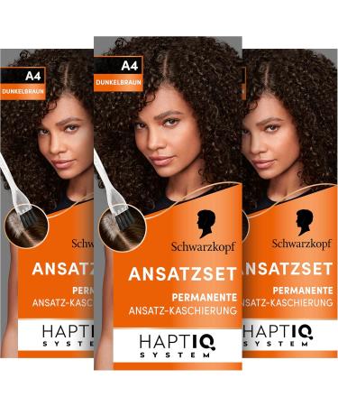 Schwarzkopf Root Set Permanent Hair grey coverage Colour for Concealing Hairline in Just 10 Minutes Root Colour for Harmonious Transitions - A4 Dark Brown Level 3 - PACK OF 3 