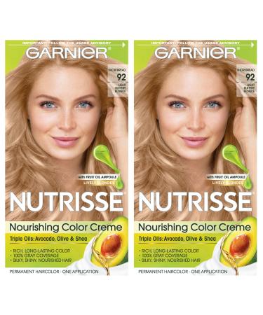 Garnier Hair Color Nutrisse Nourishing Creme 92 Light Buttery Blonde (Shortbread) Permanent Hair Dye 2 Count (Packaging May Vary)