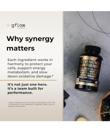 gflow vitamins Resveratrol Supplement with Berberine Green Tea Extract Ceylon Cinnamon Grape Seed & Quercetin1000mg Quercetin N Acetyl cysteine Acai | 100% Natural Max Strength | Made in USA - Buy Online on GoSupps.com