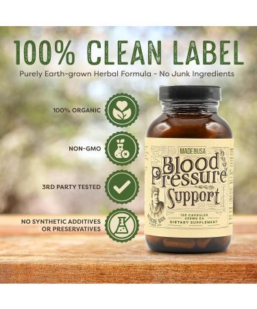 Medicine Man Plant Co. Blood Pressure Support 120 Capsules - Natural Herbal Pills with Hawthorn Rosella Hibiscus and Ginger - Organic and Herbal Supplement - Buy Online on GoSupps.com