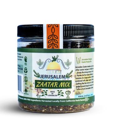 Original Jerusalem Zaatar Spice Blend by Julians Valleys | 4OZ | Made with Natural Herbs and Pure Sumac | Za'atar seasoning | No Preservatives / No Citric Acid - (Za'atar/zatar/Zataar/zahatar) 4 Ounce (Pack of 1) Jar