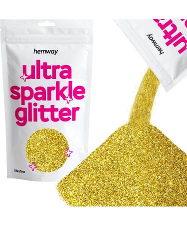 Hemway Ultra Sparkle Glitter Gold 100g / 0.35oz Multi-Purpose Epoxy Resin Arts & Crafts Cosmetic Safe Body Hair Face Nail Weddings Art Beauty Tumblers Flowers Powder Dust Premium