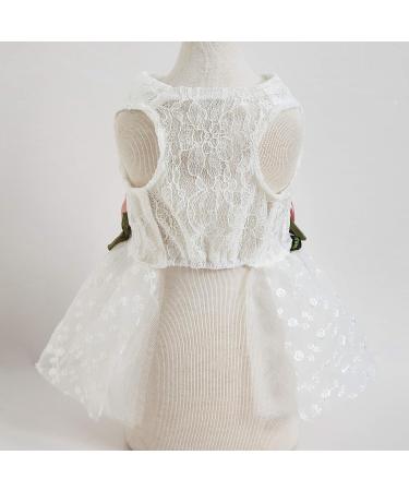 Fitwarm Luxury Rose Lace Pet Dog Wedding Dress - Mother's Day Bride Apparel - White (Medium) - Buy Online on GoSupps.com