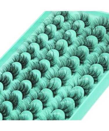 False Eyelashes 20MM Long 3D Curl Lashes 20 Pairs Strip Lashes Fluffy Messy Faux Mink Lashes Natural Flutter Volume Fake Eyelashes Wispy Eye Lashes Pack 4 Styles Mixed C- 20 Pairs
