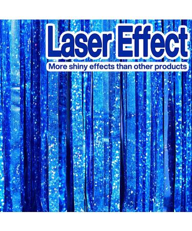 PartyWoo 2 pcs Royal Blue Foil Fringe Curtains for Birthday Wedding Party Decorations - Buy Online on GoSupps.com