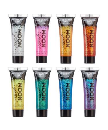 Moon Glitter - Gel with shimmering fine glitter - 12ml - Set of 8 colours - Glitter face paint