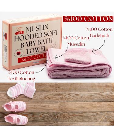 Tagopia 100% Cotton Baby Hooded Towel for Girls - Soft Muslin 75x80cm Perfect Newborn Bath Essentials - Buy Online on GoSupps.com