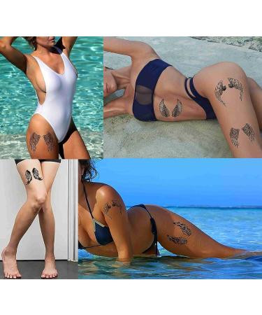 Wing Party Favors: Tattoonova 6 Sheets Temporary Tattoos for Women - Angel Body & Face Sleeve Fake Tattoos - Buy Online on GoSupps.com