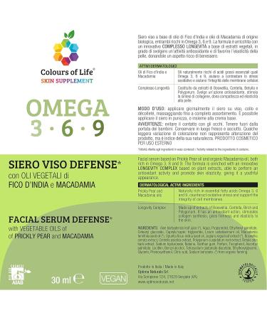 Optima Naturals Srl Facial defense serum based on omega 369rich vegetable oils antioxidant and skin protective 30 ml Colors Of Life - Buy Online on GoSupps.com