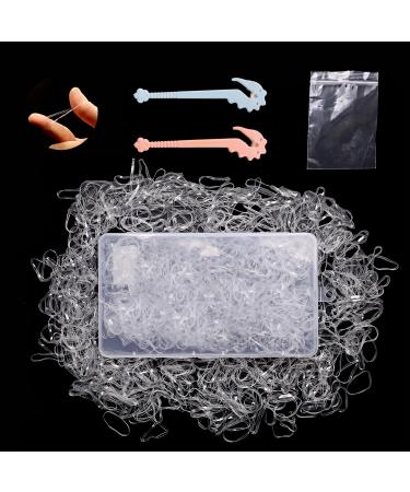 Bellure 1000 Pcs Clear Small Elastic Hair Bands 2 pcs Elastic Rubber Hair Band Remover Cutter Mini/Tiny Clear Hair Elastics Bands/Ties Hair Bobbles With Storage Box-Women and Girl (Clear 1000 pcs)