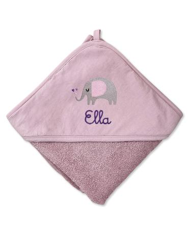 Upstitch Studio hooded towel for baby (75x75cm) with names personalized in Mauve/purple for girls from 100% cotton baby towel 75 x 75 cm mauve - Buy Online on GoSupps.com
