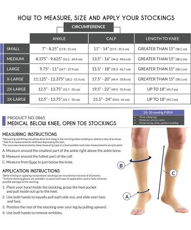 Truform 20-30 mmHg Compression Stockings for Men and Women - Knee High, Open Toe, Large Size - Beige (1 Pair) - Buy Online on GoSupps.com