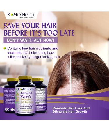 BioMed Health Hair Growth Vitamins for Women - 120ct | Promote Regrowth & Anti-Gray - Buy Online on GoSupps.com