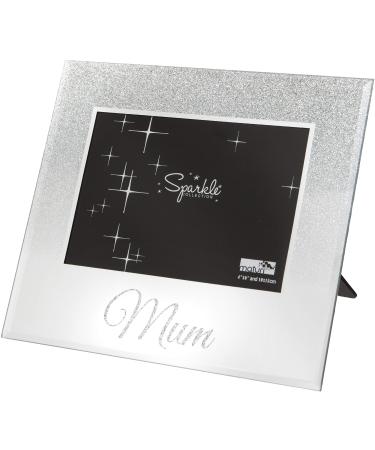 Maturi Silver Glitter Photo Frame Mirrored 6 x 4 Inch Mum Gift