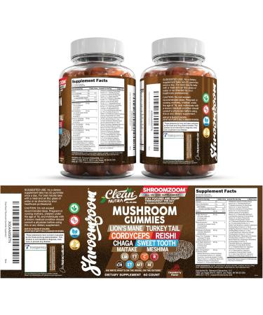15in1 Mushroom Gummies with Lion's Mane Turkey Tail Cordyceps Reishi Chaga Sweet Toot Maitake Meshima Poria Cocos Shiitake Tremella Oyster Agaricus Mushrooms for Men and Women Supplement Clean Nutra - Buy Online on GoSupps.com