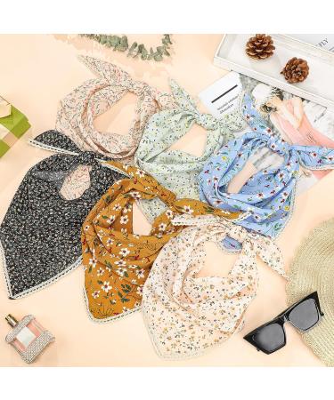 Dingion 6 Pcs Floral Hair Bandanas - Women's Chiffon Triangle Head Scarves with Ties - Buy Online on GoSupps.com
