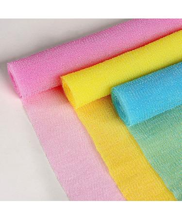 ARCH&M Exfoliating Washcloth Towel 3 Pack - Japanese & Korean Bath Scrub Sponge for Body Beauty - Back Scrubber for Shower - Red Yellow Blue - Buy Online on GoSupps.com