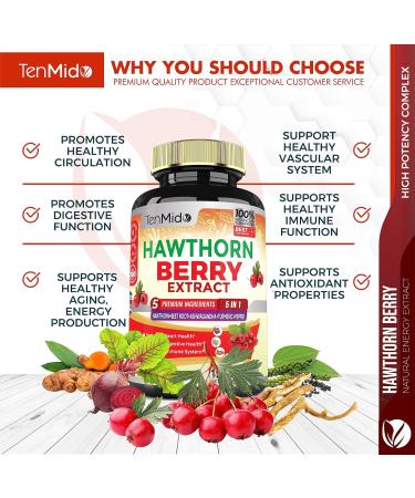 Hawthorn Berry Supplement Extract Capsules 12800mg - 4 Month Supply with Beet Root, Ashwagandha, Turmeric, Curcumin & Black Pepper - Digestion & Heart Health Support - Buy Online on GoSupps.com