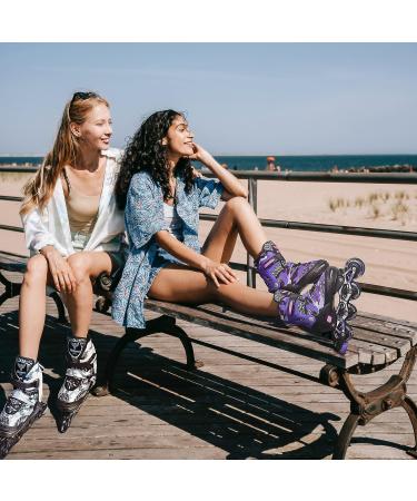 Adjustable Roller Blades Inline Skates for Kids & Adults | Light Up Outdoor Indoor Skates | Black Camo | Size Large (4-7 US) - Buy Online on GoSupps.com