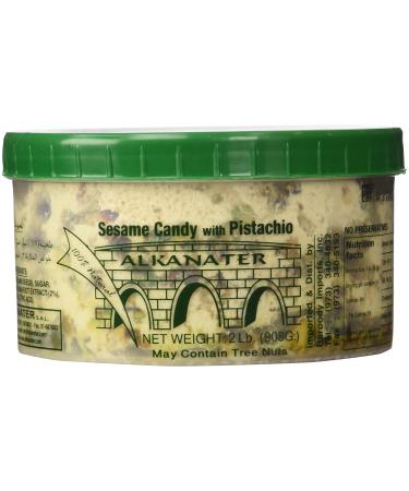 Alkanater Halawa, Sesame Candy (Pistachio, 2 LB) Pistachio 2 Pound (Pack of 1)
