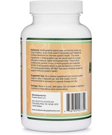 Andrographis Capsules Max Andrographides - 1,000mg Serving Size (120 Capsules) with AP-Bio (Patented Andrographis Paniculata Extract) - Clinically Studied for Immune System Health by Double Wood - Buy Online on GoSupps.com