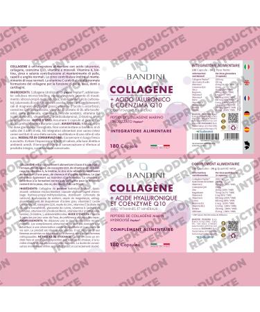Bandini Peptan Marine Collagen + Hyaluronic Acid 180 Capsules Anti-Aging for Skin Joints and Hair | Vitamin C Biotin Zinc Coenzyme Q10 and Selenium 1000mg Collagen Type I Hydrolyzed - Buy Online on GoSupps.com