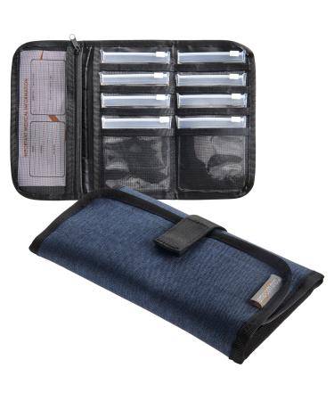 Smooth Trip Slim Folding Pill Organizer with 8 Certified Food Grade Zip-close Pill Pouches for Travel and Home Medication Storage