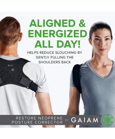 Gaiam Restore Posture Corrector - Adjustable Back Brace for Women & Men | Clavicle, Neck, Shoulder Support | Invisible Pain Relief Neoprene - Buy Online on GoSupps.com