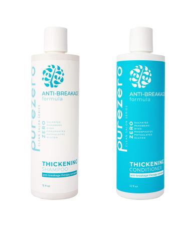 Purezero Anti-Breakage & Thickening Shampoo Conditioner set - Anti-Thinning - For Hair Loss & Hair Thinning - Zero Sulfates  Parabens  Dyes - 100% Vegan & Cruelty Free - Color Safe
