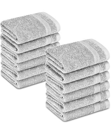 Adobella 12 Luxury Washcloths 100% Cotton Super Soft Absorbent and Quick Drying Baby and Body Wash Clothes 13 x 13 inches Small Fingertip Face Towel for Bathroom White (Pack of 12) 12 Pack White