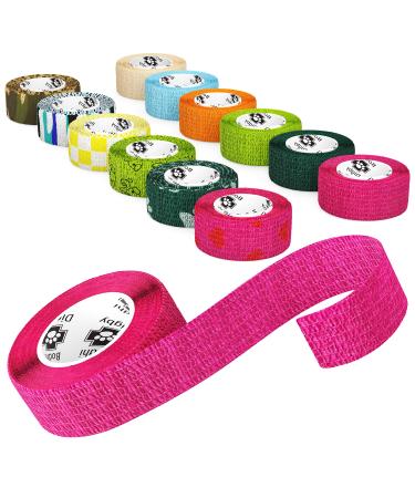 Bodhi & Digby Finger Bandage - 2.5 Centimetres Wide x 4.5 Metres Long. 12 Rolls of Compression Bandage Tape in Fun Colours and Patterns. Great Medical Tape Physio Tape or Vet Wrap. Multicoloured 2.5cm