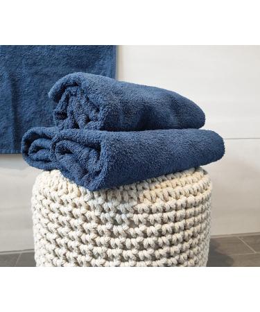 Zollner 10 Set Dark Blue Cotton Towels 50x100 cm - Soft & Strong Hotel Quality Shower Towels with Hanger Washable up to 60 C - Buy Online on GoSupps.com