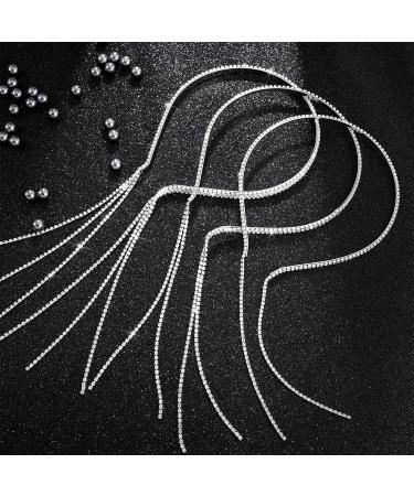 Crystal Rhinestone Headband Tassel Hair Jewelry for Wedding - Bridal Party Hoops Tassel Accessories - 3 Piece Set - Buy Online on GoSupps.com