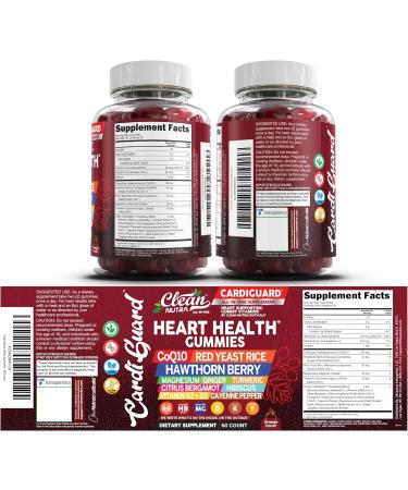 Clean Nutraceuticals Coq10 Gummies | Red Yeast Rice Hawthorn Berry Ginger Turmeric Citrus Bergamot Hibiscus Vitamin K2+D3 Magnesium Glycinate Cayenne Pepper Fenugreek Orange Flavor CardiGuard - Buy Online on GoSupps.com