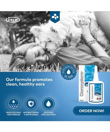 ICF Clorexyderm OTO Pi Ear Cleaner for Dogs & Cats: Prevents Dirt & Wax Build-up - Ear Drops Solution to Soothe Itchy Ears - 150 ml - Buy Online on GoSupps.com