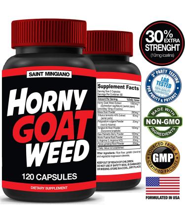 Horny Goat Weed 1000mg Capsules with L-Arginine, Tribulus, Maca Root, Muira Puama, Saw Palmetto & Panax Ginseng - USA Made - Buy Online on GoSupps.com