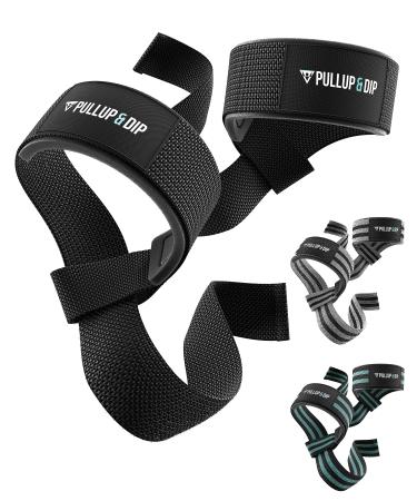 Pullup & DIP tensile aids for strength training padded weight lifting loops wrist straps tensile loops for Weightlifting bodybuilding Latzug cross lifting lifting straps (1 pair) black