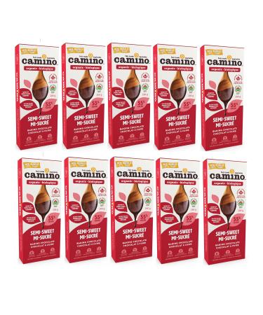 Camino Organic Baking Bar Semi Sweet (55% Cacao) Fairtrade Chocolate for Baking 200g 10 Pack