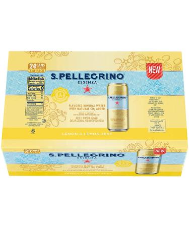 S.Pellegrino Essenza Lemon Zest Flavored Mineral Water - 24 Cans (11.15 fl oz) | Refreshing Citrus Taste - Buy Online on GoSupps.com