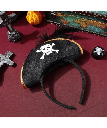 Halloween Pirate Hat Headband Skull Print Pirate Hat Halloween Pirate Cosplay Costumes for Halloween Theme Party Decoration Accessories - Buy Online on GoSupps.com