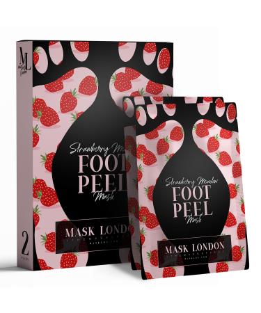 Mask London - Foot Peel Mask Strawberry - Perfect For Callus Cracked Heel And Hard Skin - Foot Mask For Exfoliating Moisturising Treatment For Baby Soft Feet