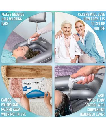Inflatable Hair Washing Basin & Bedside Shower Bag Bundle | Ideal for Bedridden & Elderly | Portable Shampoo Bowl for Easy & Convenient Hair Washing in Bed - Buy Online on GoSupps.com
